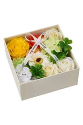 Living and Home Square Soap Flower Gift Box in Cream - thumbnail 2