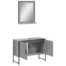 Berkfield Home Stylish 2 Piece Bathroom Cabinet Set Grey Sonoma Engineered Wood - thumbnail 5