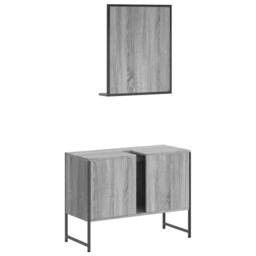 Berkfield Home Stylish 2 Piece Bathroom Cabinet Set Grey Sonoma Engineered Wood - thumbnail 8