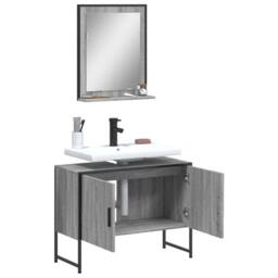 Berkfield Home Stylish 2 Piece Bathroom Cabinet Set Grey Sonoma Engineered Wood - thumbnail 4
