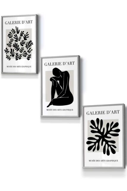 ARTZE Matisse Floral & Nude in Black & Beige Framed Wall Art - Small in Light Grey - Size: W33 cm x H45 cm x D20mm - image 1