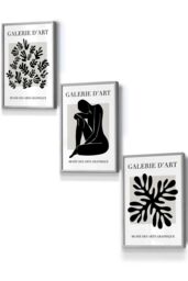 ARTZE Matisse Floral & Nude in Black & Beige Framed Wall Art - Small in Light Grey - Size: W33 cm x H45 cm x D20mm - thumbnail 1