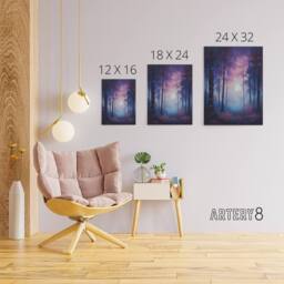 "Artery8 Full Moon In Enchanted Forest Canvas Wall Art Print in Purple - Size: W18"" x H24""" - thumbnail 4