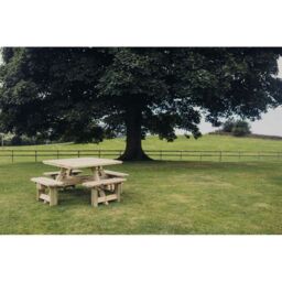 Churnet Valley Garden Furniture Ltd Square Table Sits 8, Wooden Furniture - Minimal Assembly Required in Brown - thumbnail 2