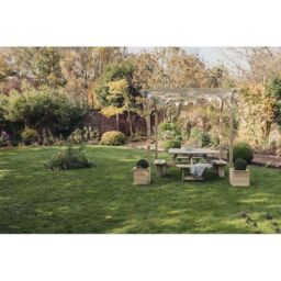 Churnet Valley Garden Furniture Ltd Square Table Sits 8, Wooden Furniture - Minimal Assembly Required in Brown - thumbnail 5