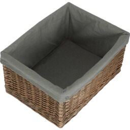 Red Hamper Antique Wash Grey Cotton Grey Lined Willow Storage Baskets - Size: Medium - thumbnail 1