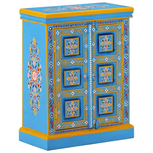 Berkfield Home Sideboard Solid Mango Wood Turquoise Hand Painted - image 1