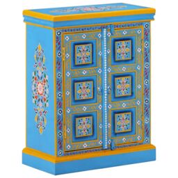 Berkfield Home Sideboard Solid Mango Wood Turquoise Hand Painted - thumbnail 1
