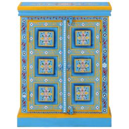 Berkfield Home Sideboard Solid Mango Wood Turquoise Hand Painted - thumbnail 2