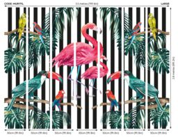 Origin Murals Flamingo Stripe Wall Mural - Size: W350 cm x H280 cm - thumbnail 3