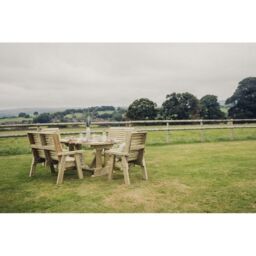 Churnet Valley Garden Furniture Ltd Ergo Dining Set - 1 Table, 2 Bench & 2 Chairs - Min. Assembly Required in Brown - thumbnail 3