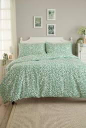 Deyongs Dainty Floral Cotton Duvet Set with Printed Floral Design in Green - Size: King - thumbnail 1