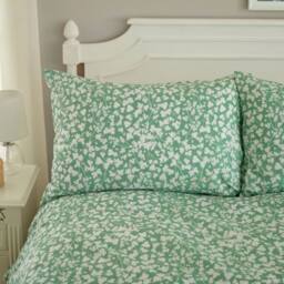 Deyongs Dainty Floral Cotton Duvet Set with Printed Floral Design in Green - Size: King - thumbnail 4