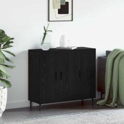 Berkfield Home Sideboard with Storage with Door Black 90 x 34 x 80 cm Engineered wood - thumbnail 2