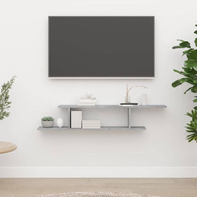 Berkfield Home Wall-Mounted TV Shelf Concrete Grey 125x18x23 cm Engineered Wood - Size: 125 x 18 x 23 cm - image 1
