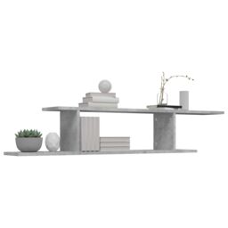 Berkfield Home Wall-Mounted TV Shelf Concrete Grey 125x18x23 cm Engineered Wood - Size: 125 x 18 x 23 cm - thumbnail 4