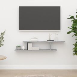 Berkfield Home Wall-Mounted TV Shelf Concrete Grey 125x18x23 cm Engineered Wood - Size: 125 x 18 x 23 cm - thumbnail 1