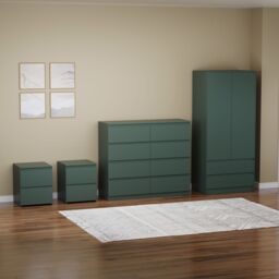 Home Discount Vida Designs Denver 4Pc Bedroom Set(2 Bedside, 8 Drawer Chest, Wardrobe) in Green - thumbnail 1