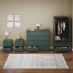 Home Discount Vida Designs Denver 4Pc Bedroom Set(2 Bedside, 8 Drawer Chest, Wardrobe) in Green - thumbnail 8