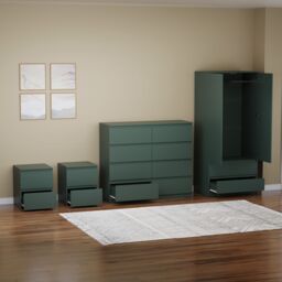 Home Discount Vida Designs Denver 4Pc Bedroom Set(2 Bedside, 8 Drawer Chest, Wardrobe) in Green - thumbnail 5