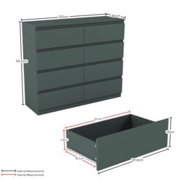 Home Discount Vida Designs Denver 4Pc Bedroom Set(2 Bedside, 8 Drawer Chest, Wardrobe) in Green - thumbnail 3