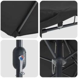 Berkfield Home Garden Parasol Folding Black 385 x 209 x 244 cm Fabric - thumbnail 7