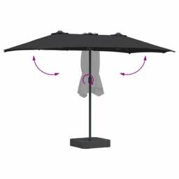Berkfield Home Garden Parasol Folding Black 385 x 209 x 244 cm Fabric - thumbnail 8