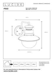 Lucide 'FIGO' Dimmable Stylish Modern Decorative Outdoor Wall Lantern 1xE27 in Black - thumbnail 3