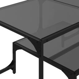 Berkfield Home Coffee Table with Black Glass Top 98.5x50x45 cm Steel - thumbnail 8