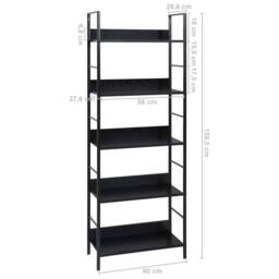 Berkfield Home Decorative 5-Layer Book Shelf Black 60x27.6x158.5 cm Engineered Wood - thumbnail 7