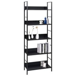 Berkfield Home Decorative 5-Layer Book Shelf Black 60x27.6x158.5 cm Engineered Wood - thumbnail 3