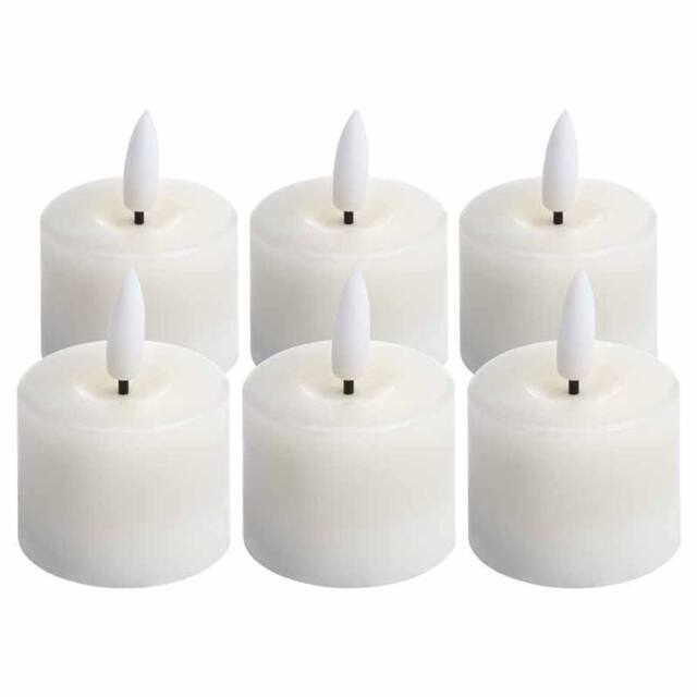 Lemon Pavilion Furniture and Decor Luxe Collection Set Of 6 Natural Glow Led Tealight Candles in White