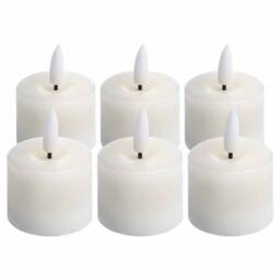 Lemon Pavilion Furniture and Decor Luxe Collection Set Of 6 Natural Glow Led Tealight Candles in White