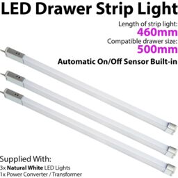 Loops 3x 500mm LED Drawer Strip Light AUTO ON/OFF PIR SENSOR Kitchen Cupboard Door - thumbnail 1