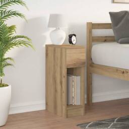 Berkfield Home Bedside Cabinet with Drawer Artisan Oak 20x36x60 cm in Brown - Size: 20 x 36 x 60 cm - thumbnail 3