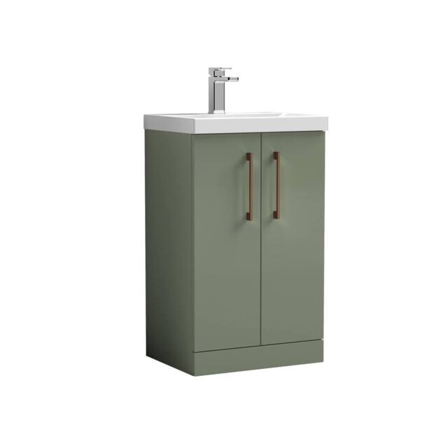 Balterley Modern Bathroom 2 Soft Close Door Vanity Unit Basin, Green, 500mm in Green - image 1