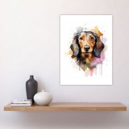 "Artery8 Wall Art Print Wirehaired Dachshund Lovers Gift Watercolour Pet Portrait Painting Artwork Poster - Size: W18"" x H24""" - thumbnail 4