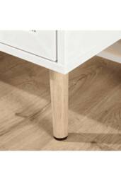 Home Source Chest of 6 Drawers Rattan Fronts & Solid Wooden Legs 120cm Wide in White - thumbnail 4