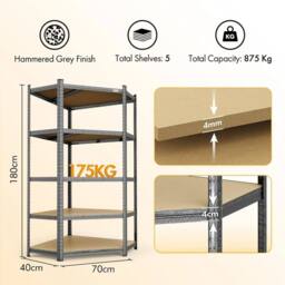 EONLION 1.8m Garage Shelving Unit in Brown - Size: 1000mm × 2000mm - thumbnail 2