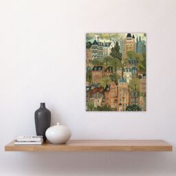 "Artery8 Townhouses in Trees Cityscape Painting Wall Art Print - Size: W12"" x H16""" - thumbnail 4