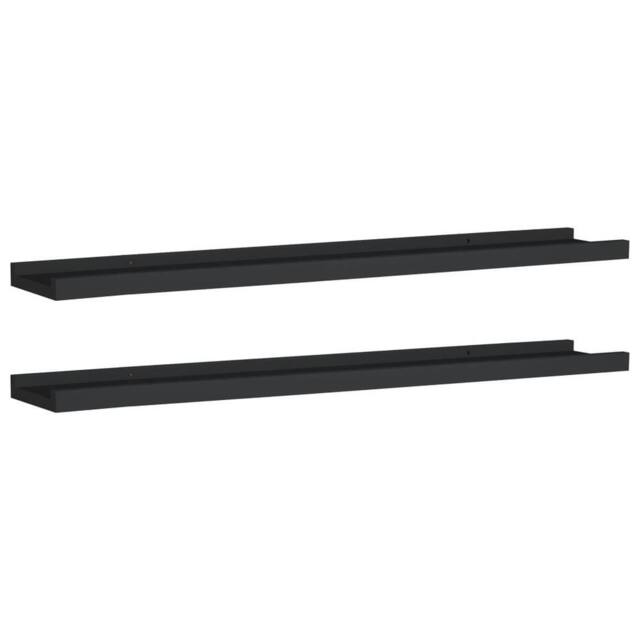 Berkfield Home Picture Frame Ledge Shelves 2 pcs Black 80x9x3 cm MDF - Size: 80 x 9 x 3 cm - image 1