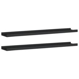 Berkfield Home Picture Frame Ledge Shelves 2 pcs Black 80x9x3 cm MDF - Size: 80 x 9 x 3 cm