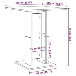 Berkfield Home Durable Bistro Table Concrete Grey 60x60x75 cm Engineered Wood - Size: 60 x 60 x 75 cm - thumbnail 8
