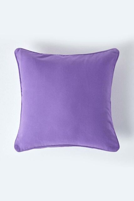 Homescapes Cotton Plain Cushion Cover in Purple - Size: 30 cm x 30 cm - image 1