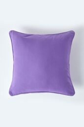 Homescapes Cotton Plain Cushion Cover in Purple - Size: 30 cm x 30 cm - thumbnail 1