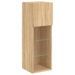 Berkfield Home TV Cabinets with LED Lights 2 pcs Sonoma Oak 30.5x30x90 cm in Light Brown - thumbnail 7