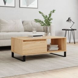 Berkfield Home Coffee Table Sonoma Oak 90x50x36.5 cm Engineered Wood in Brown - thumbnail 1