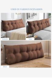Storage Pocket Design Washable Headboard Wedge Pillow in Brown - Size: Large - thumbnail 5
