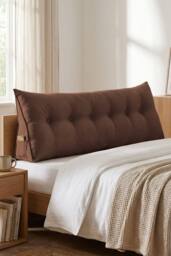 Storage Pocket Design Washable Headboard Wedge Pillow in Brown - Size: Large - thumbnail 1