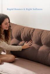Storage Pocket Design Washable Headboard Wedge Pillow in Brown - Size: Large - thumbnail 3